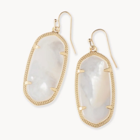 Elle Gold Drop- Mother of Pearl Earrimgs - Picture 3 of 3